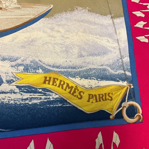 HERMES PINK MULTI EN COURSE PRINT SQUARE SILK TWILL SCARF - Picture 5 of 7